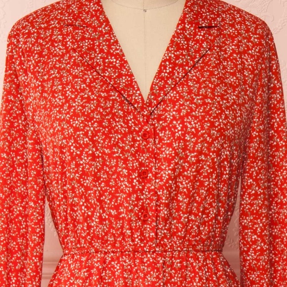 Elegant Red Floral Women's Dress - Picture 3 of 8